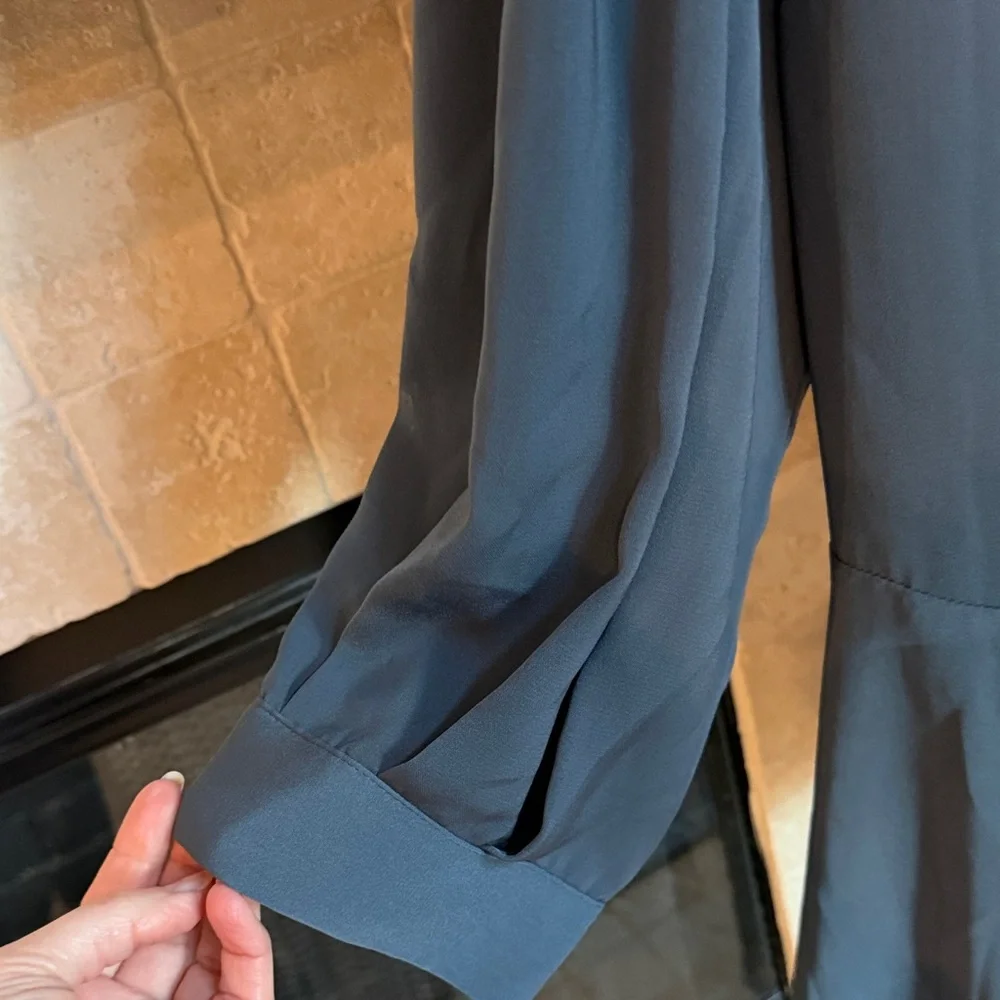 City Chic gunmetal charcoal gray wrap top with tie waist SZ 18 - Picture 2 of 6